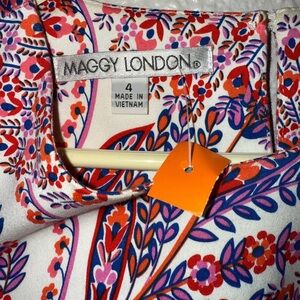 Maggy London Red and Blue Floral Dress